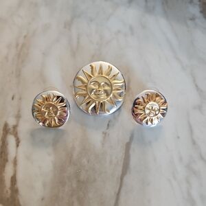 Gold Sunburst Two-Tone Stud Earrings - Women Jewelry Earrings